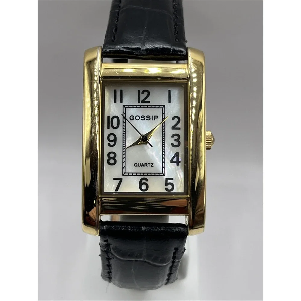 Gossip Women's‎ Watch MOP Dial Black Leather Band GSP173A- New Battery